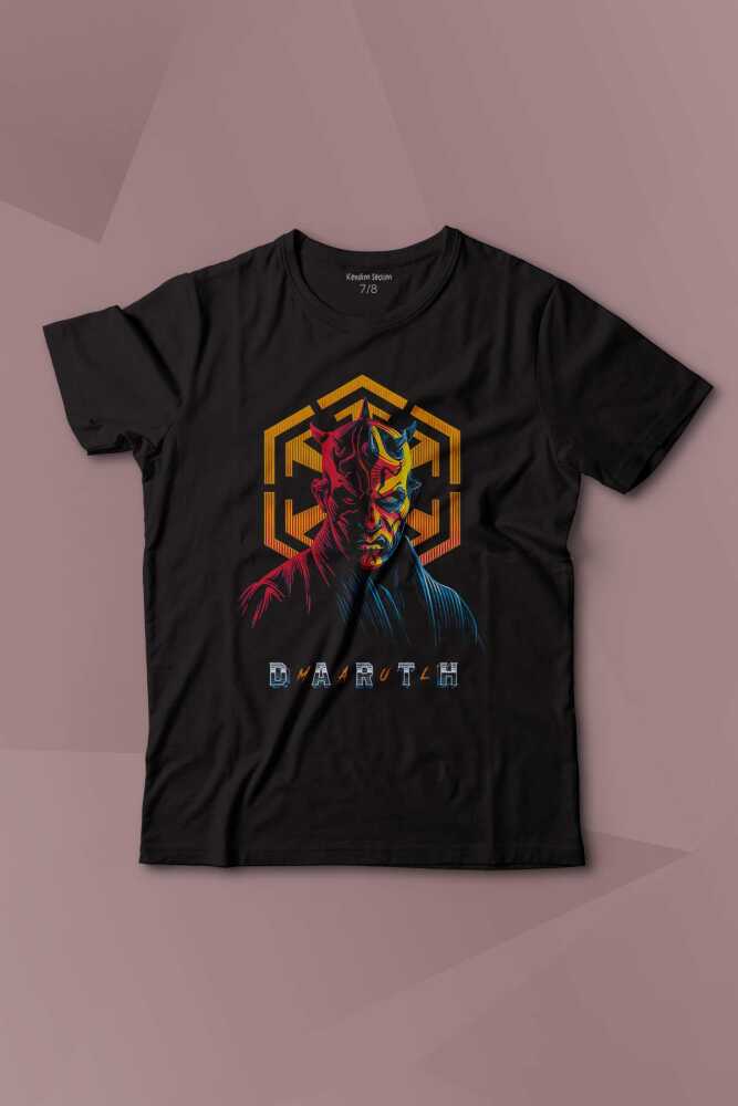 Dark Side Star Wars Darth Maul Baskılı Çocuk Tişört Kısa Kollu - 1