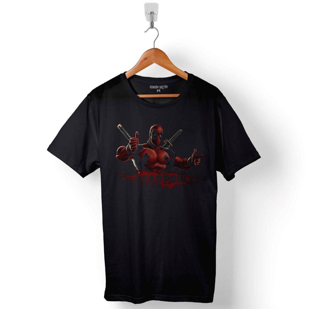 Deadpool 1 2 3 Logo Baskılı Tişört Unisex T-Shirt - 1