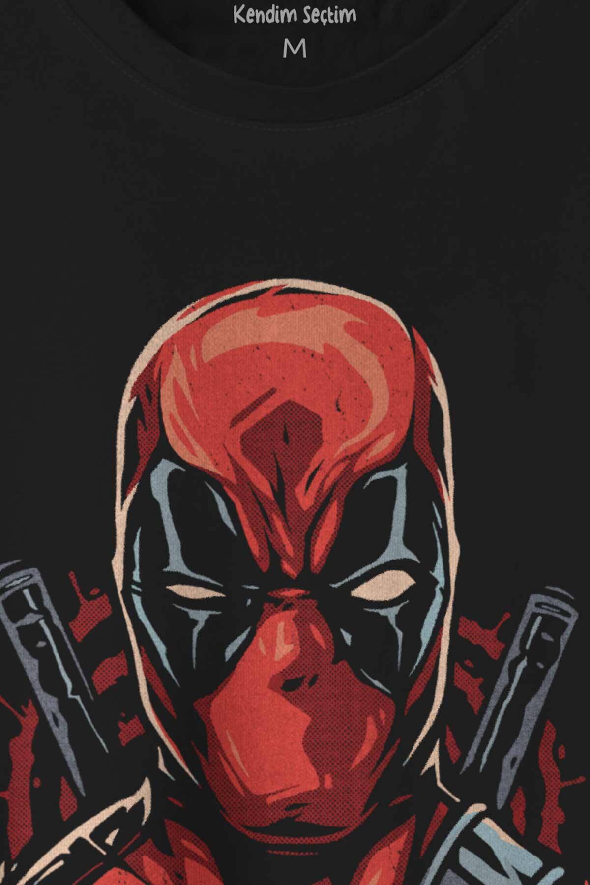 Deadpool Marvel Spiderman Hulk Iron Man Film Movie Baskılı Tişört Unisex T-shirt (1)