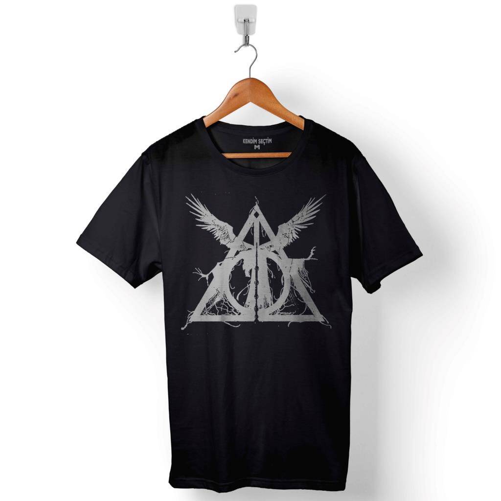 T-Shirt Ölüm Yadigarları Deathly Hallows Symbol Baskılı Tişört Unisex Tişört - 1