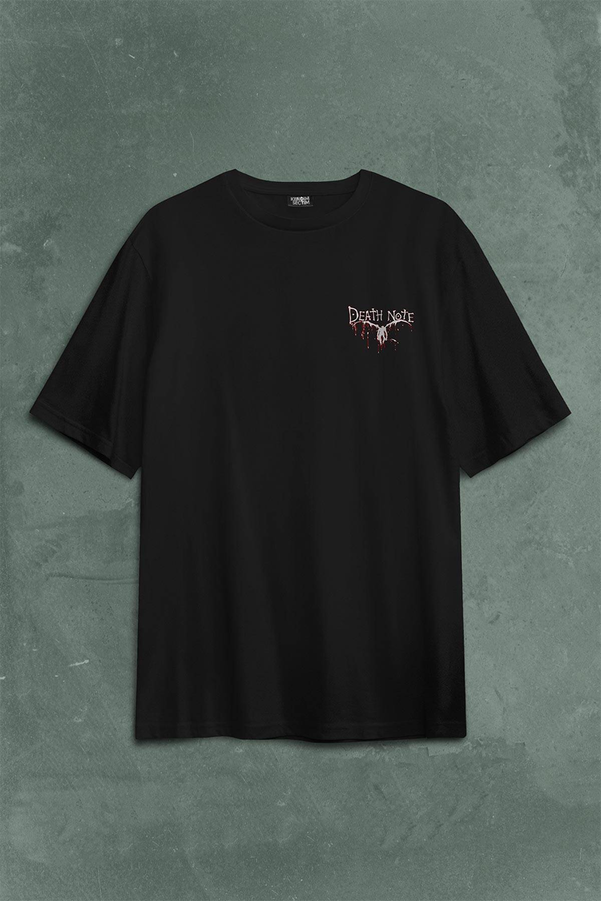 Death Note Oyun Ölüm Notu Sırt Ön Baskılı Oversize Tişört Unisex T-Shirt - 1