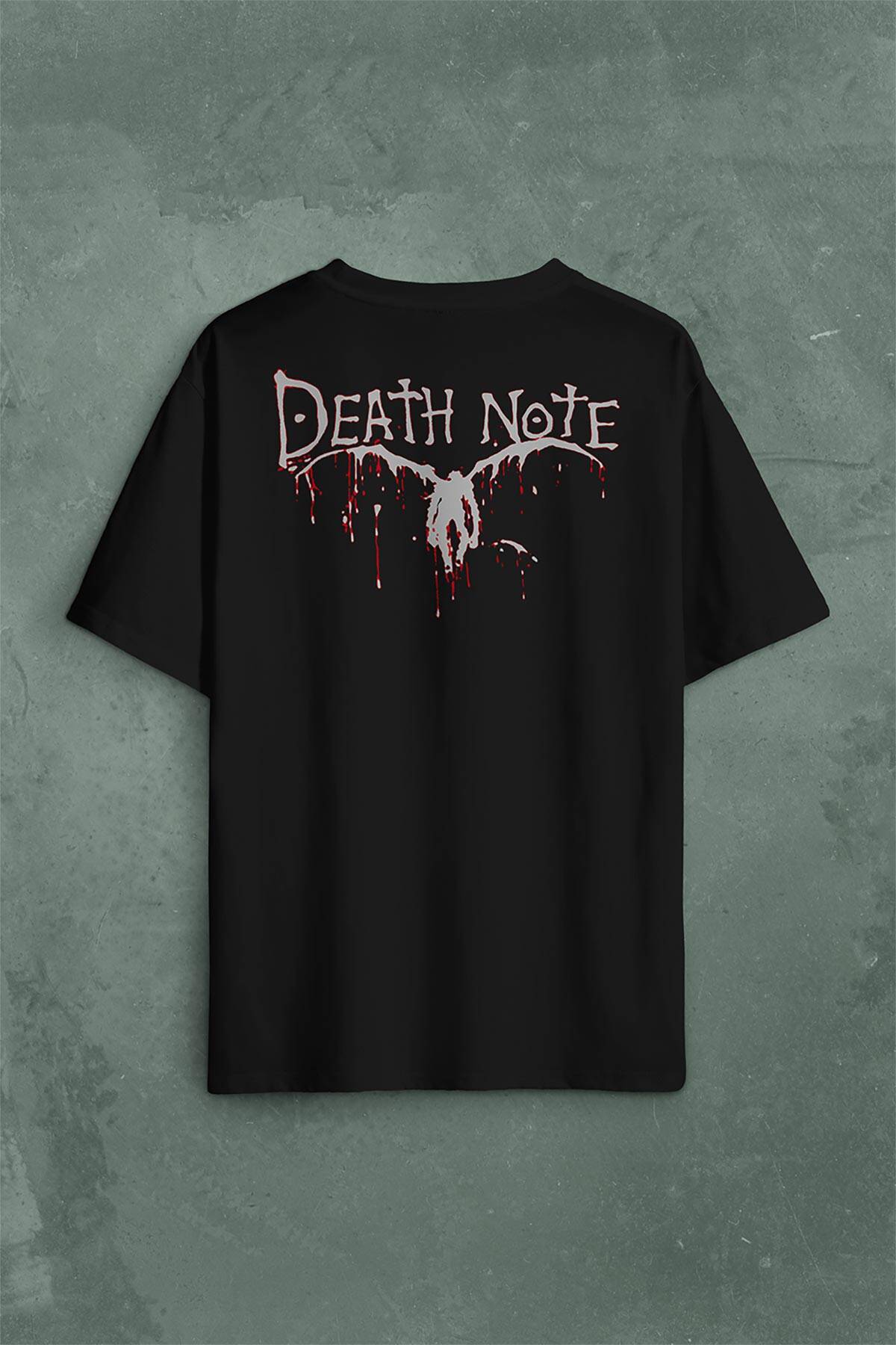 Death Note Oyun Ölüm Notu Sırt Ön Baskılı Oversize Tişört Unisex T-Shirt (1)
