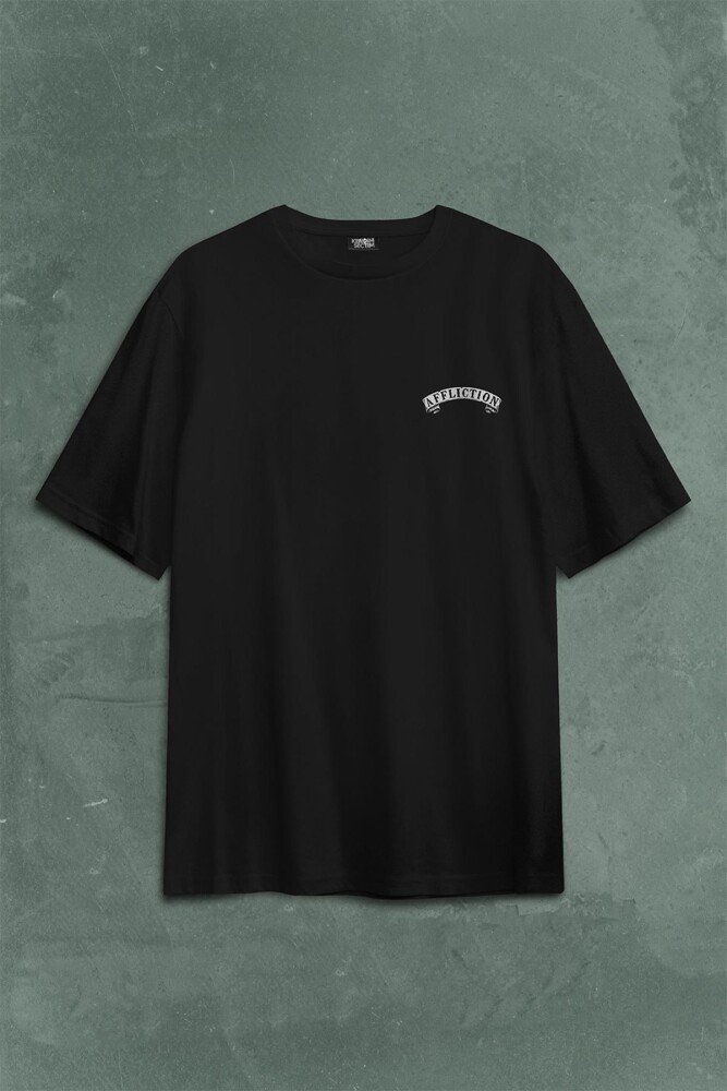 Death Rider Affliction Ölüm Sürücüsü Motosiklet Sırt Ön Baskılı Oversize Tişört Unisex T-Shirt - 2