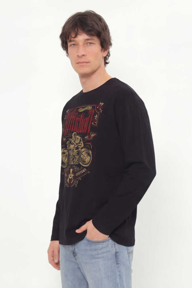 Death Rider Affliction Ölüm Sürücüsü Motosiklet Siyah Uzun Kollu Tişört - 4