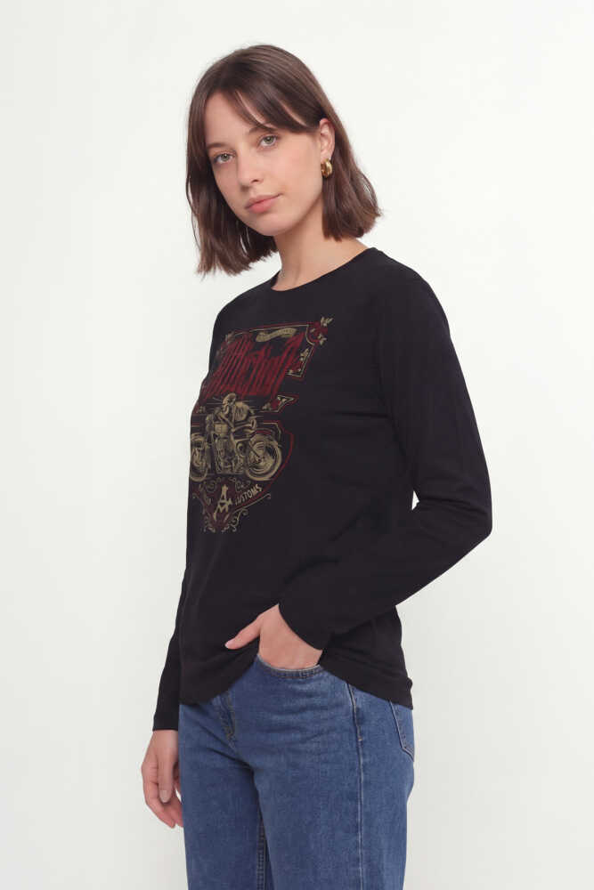 Death Rider Affliction Ölüm Sürücüsü Motosiklet Siyah Uzun Kollu Tişört - 8