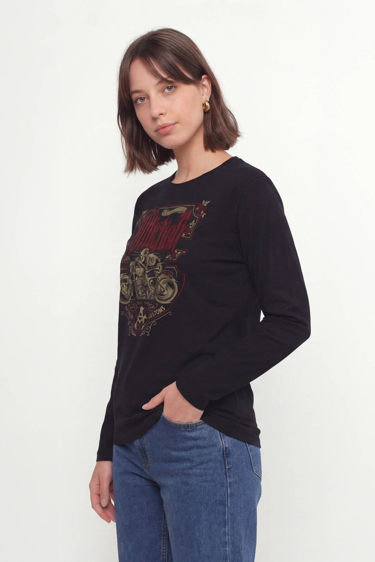 Death Rider Affliction Ölüm Sürücüsü Motosiklet Siyah Uzun Kollu Tişört - 8