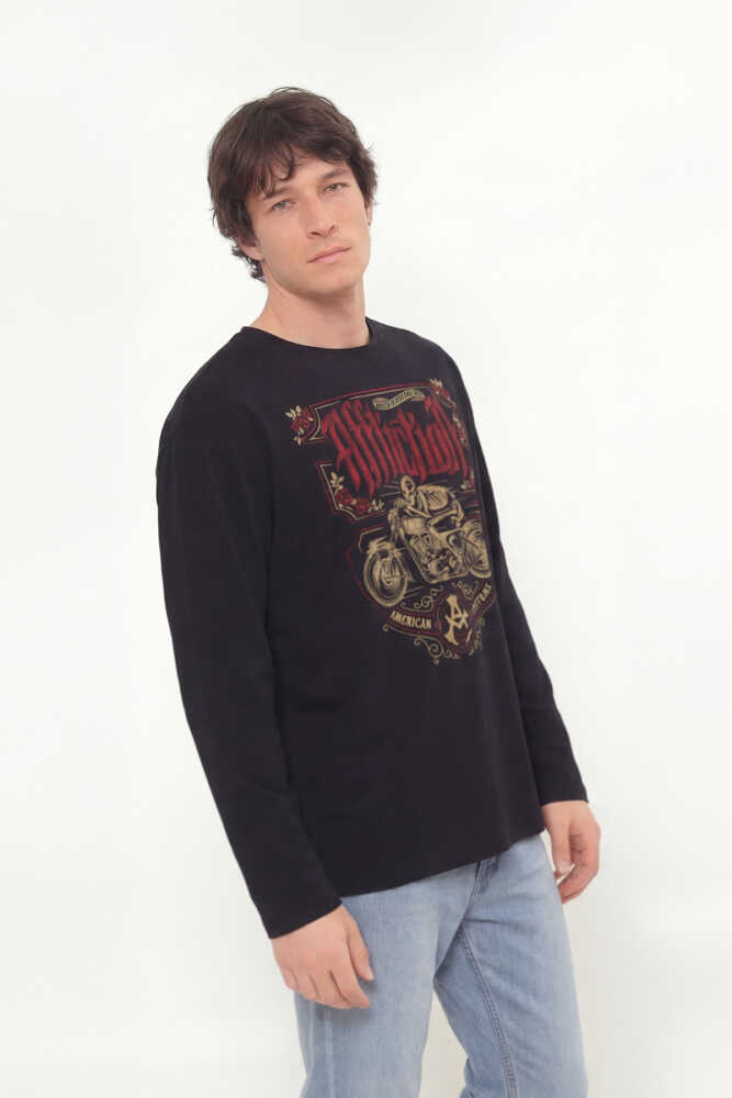 Death Rider Affliction Ölüm Sürücüsü Motosiklet Siyah Uzun Kollu Tişört - 10