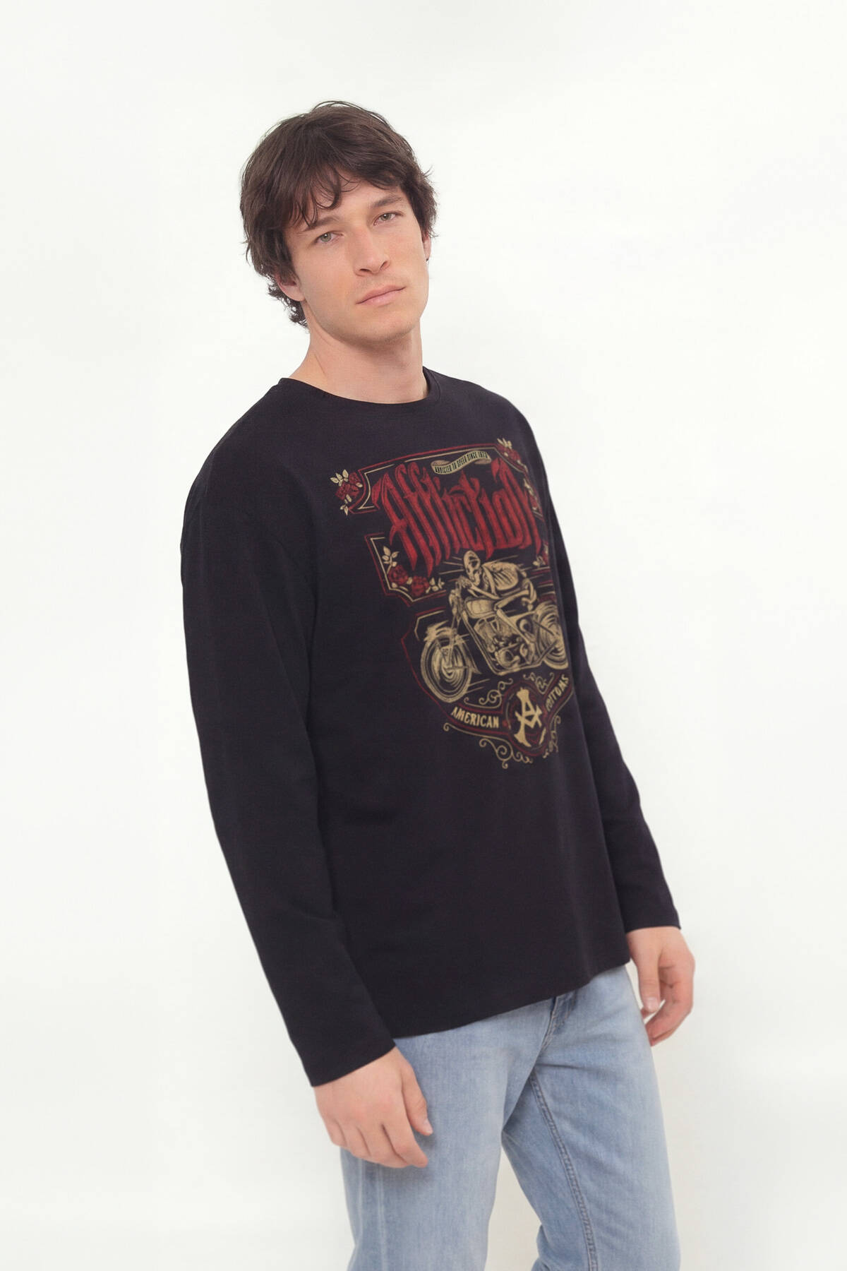 Death Rider Affliction Ölüm Sürücüsü Motosiklet Siyah Uzun Kollu Tişört - 10