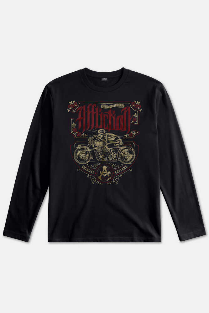Death Rider Affliction Ölüm Sürücüsü Motosiklet Siyah Uzun Kollu Tişört