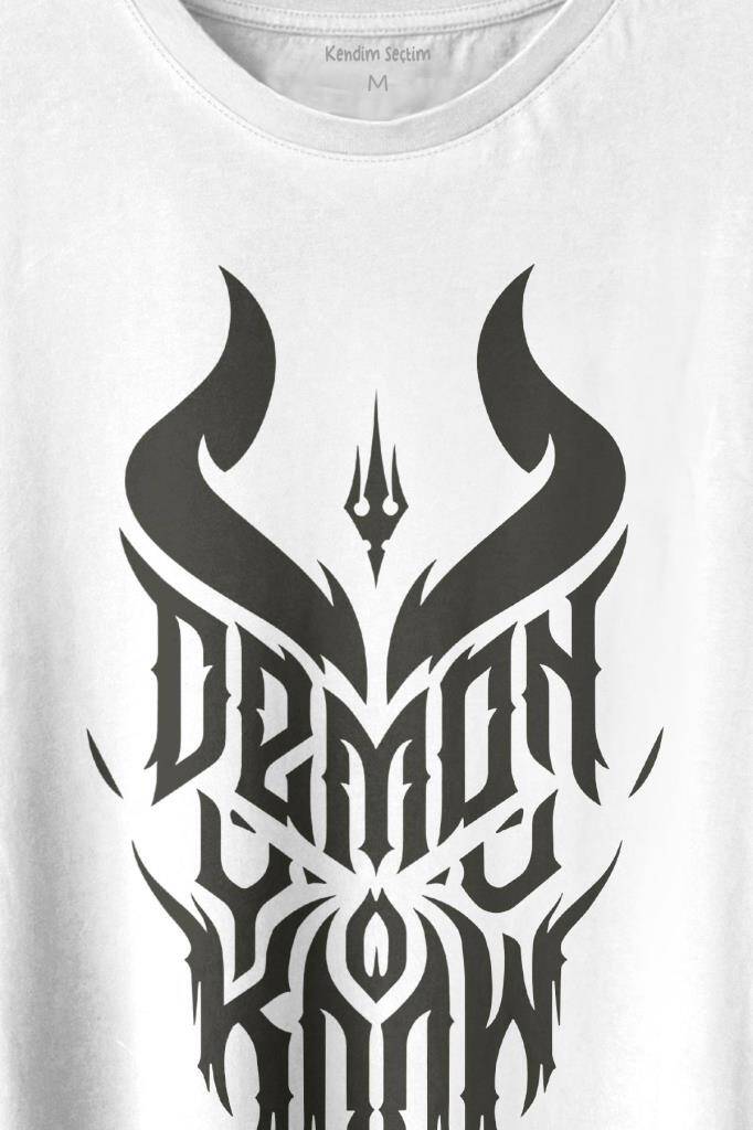 Demon You Know Devil Gothic Grunge Rock Baskılı Tişört Unisex T-shirt - 2