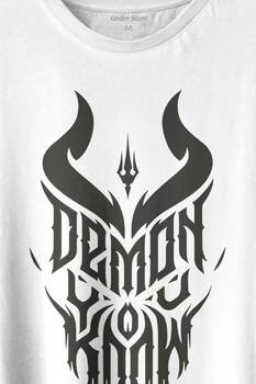 Demon You Know Devil Gothic Grunge Rock Baskılı Tişört Unisex T-shirt - 2