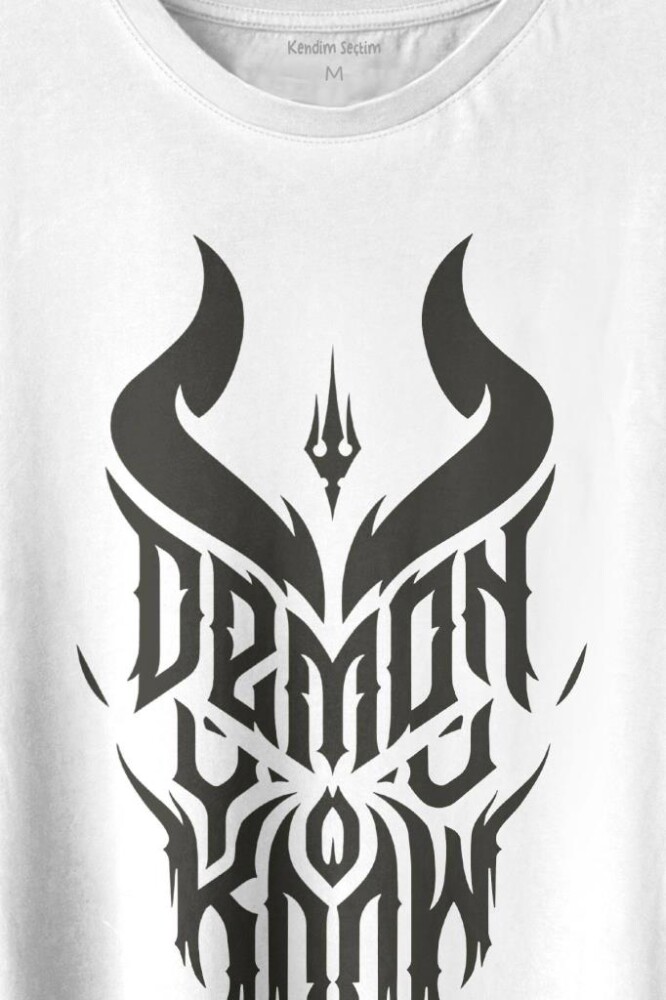 Demon You Know Devil Gothic Grunge Rock Baskılı Tişört Unisex T-shirt - 2