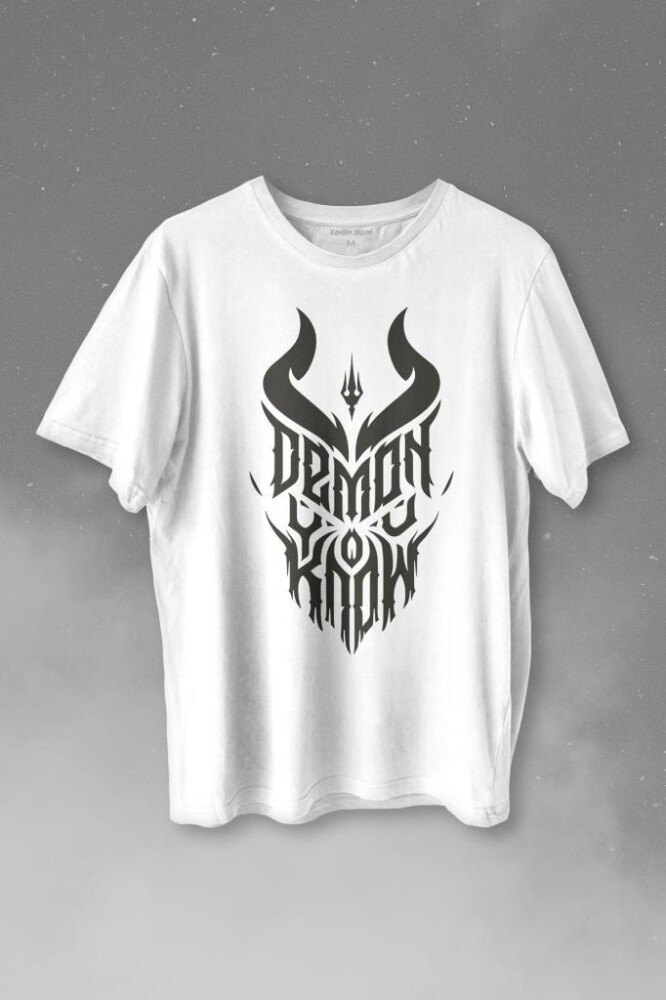 Demon You Know Devil Gothic Grunge Rock Baskılı Tişört Unisex T-shirt - KENDİM SEÇTİM