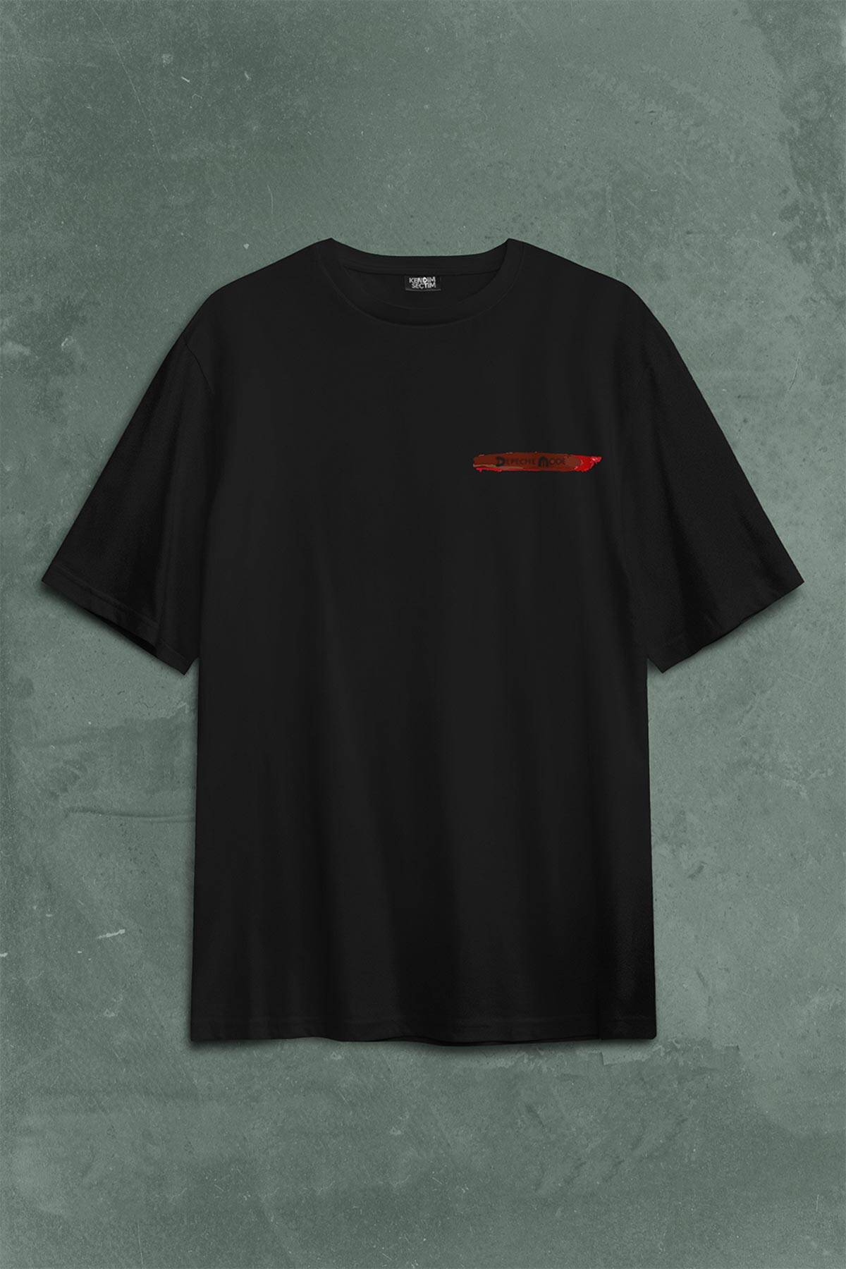Depeche Mode Spirit New Wave Grey Charcoal Sırt Ön Baskılı Oversize Tişört Unisex T-Shirt (1)