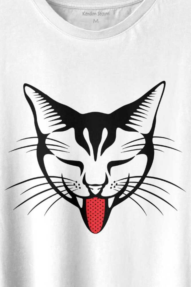 Dilini Çıkaran Sevimli Kedi Cat Music Baskılı Tişört Unisex T-shirt - 2