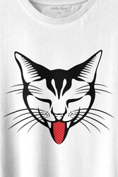 Dilini Çıkaran Sevimli Kedi Cat Music Baskılı Tişört Unisex T-shirt - 2