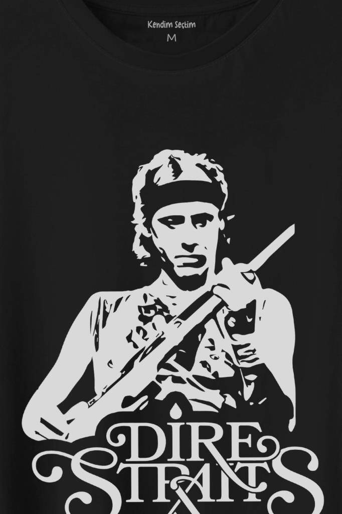 Dire Straits David Mark Knopfler Rock Music Guitar Baskılı Tişört Unisex T-Shirt - 2