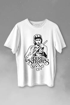Dire Straits David Mark Knopfler Rock Music Guitar Baskılı Tişört Unisex T-shirt - 1