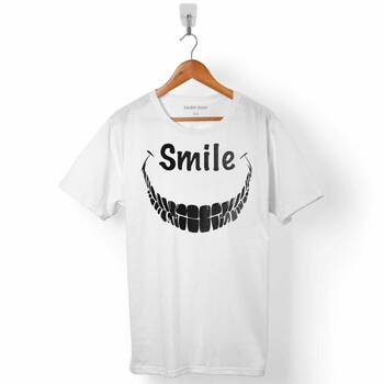 DİŞ KURU KAFA SKULL SMILE SKELETON ERKEK TİŞÖRT - 1