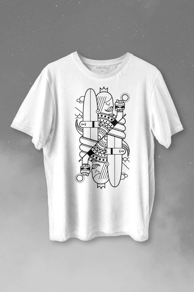 Disenos Papaz İskambil Kağıdı Çizim Baskılı Tişört Unisex T-shirt