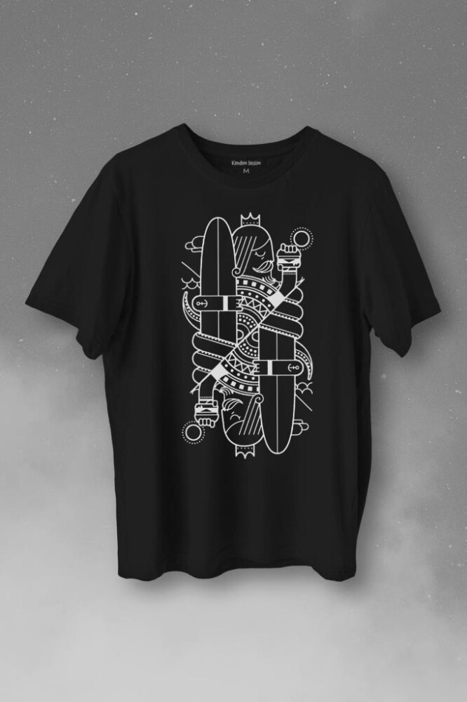 Disenos Papaz İskambil Kağıdı Çizim Baskılı Tişört Unisex T-Shirt - 1