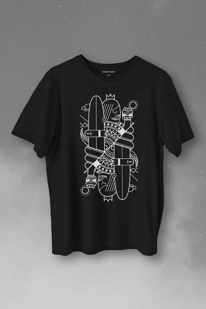 Disenos Papaz İskambil Kağıdı Çizim Baskılı Tişört Unisex T-Shirt - 1