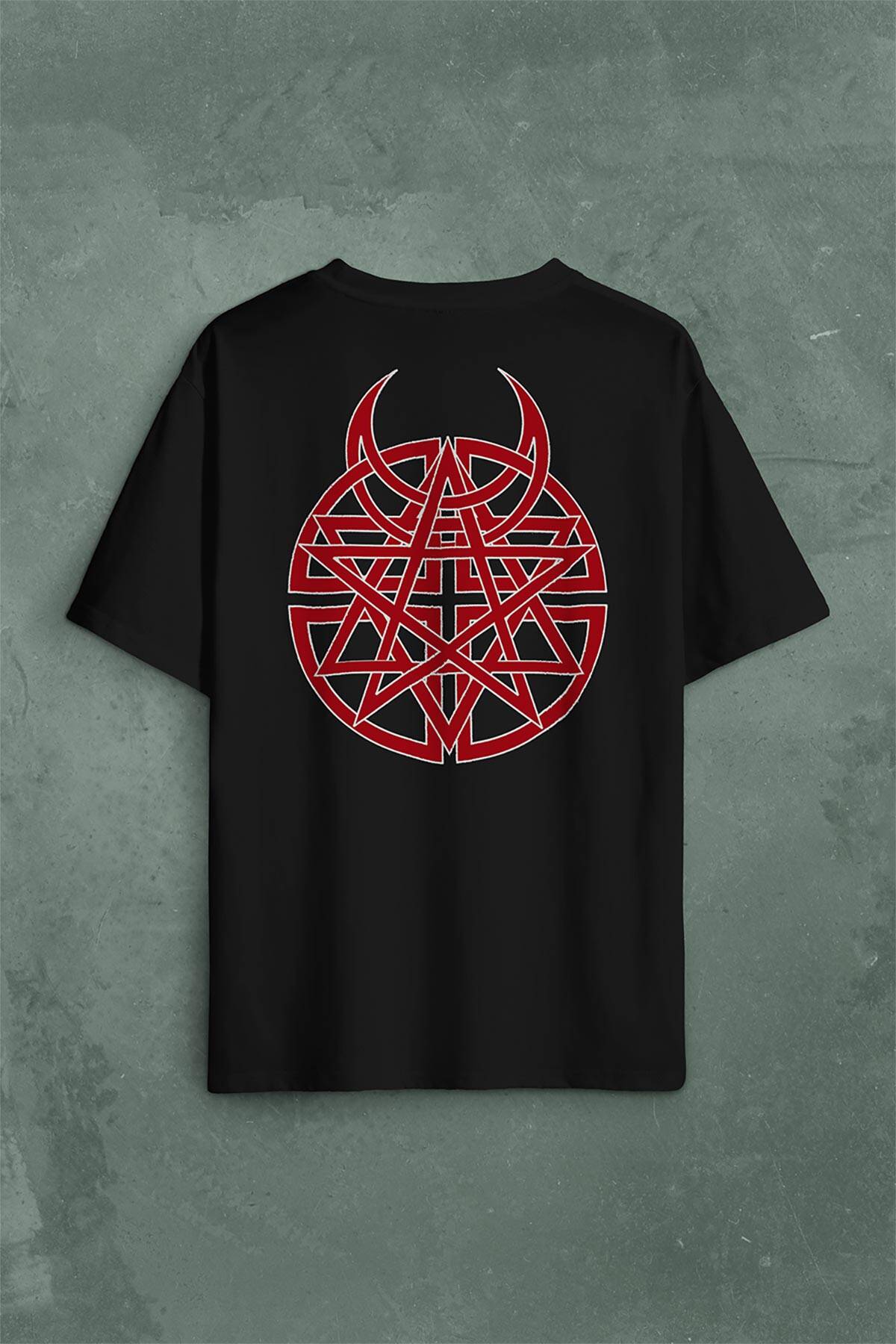 Disturbed Metal Rock Bond Sırt Ön Baskılı Oversize Tişört Unisex T-Shirt - 2
