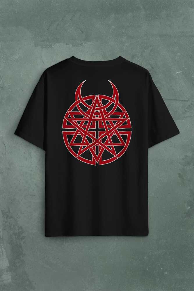 Disturbed Metal Rock Bond Sırt Ön Baskılı Oversize Tişört Unisex T-Shirt (1)
