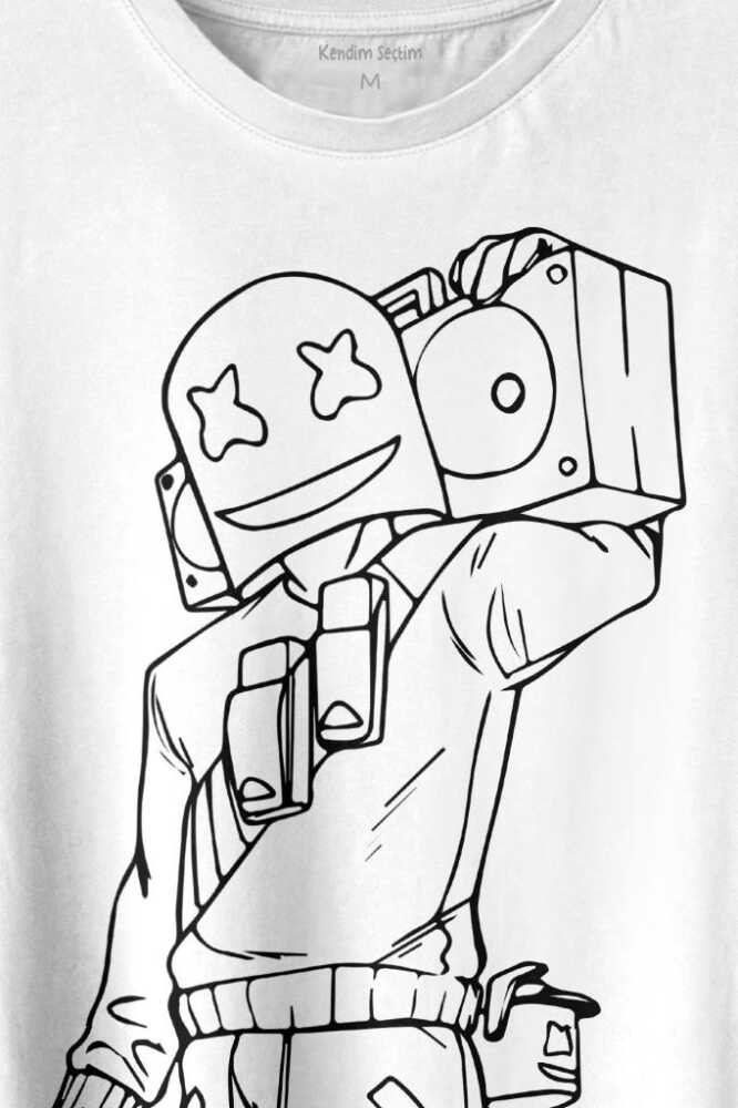 Dj Marshmello Marsh Mello Fortnite Baskılı Tişört Unisex T-shirt - 2