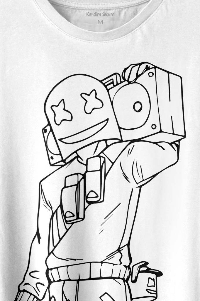 Dj Marshmello Marsh Mello Fortnite Baskılı Tişört Unisex T-shirt (1)