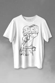 Dj Marshmello Marsh Mello Fortnite Baskılı Tişört Unisex T-shirt - 1