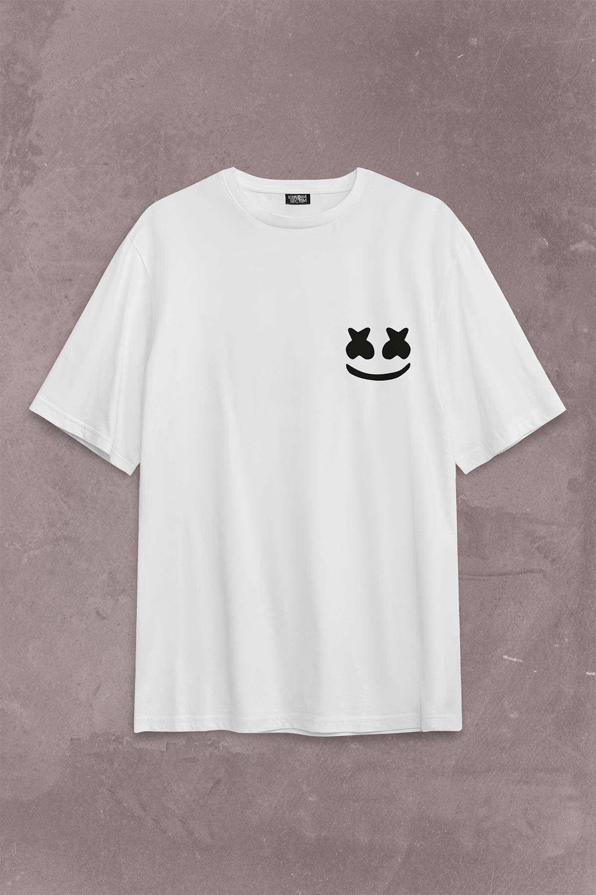 Dj Marshmello Marsh Mello Fortnite Sırt Ön Baskılı Oversize Tişört Unisex T-Shirt - 2