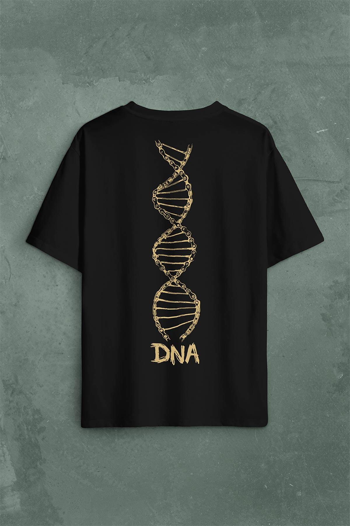 Dna Bisiklet Zinciri Genetik Hayat Ağacı Evrim Sırt Ön Baskılı Oversize Tişört Unisex T-Shirt - 2