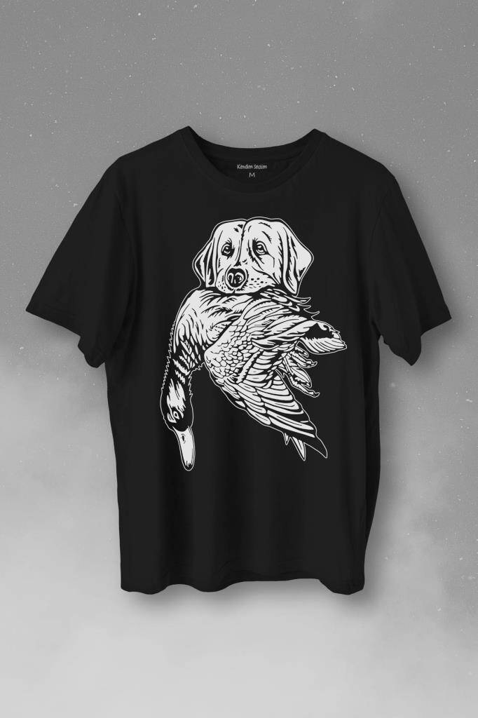 Dog Duck Av Köpeği Ve Ördek Köpek Hunting Baskılı Tişört Unisex T-Shirt