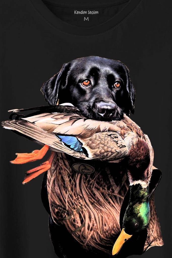 Dog Duck Av Köpeği Ve Ördek Köpek Hunting Baskılı Tişört Unisex T-Shirt (1)