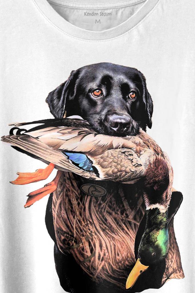 Dog Duck Av Köpeği Ve Ördek Köpek Hunting Baskılı Tişört Unisex T-shirt (1)