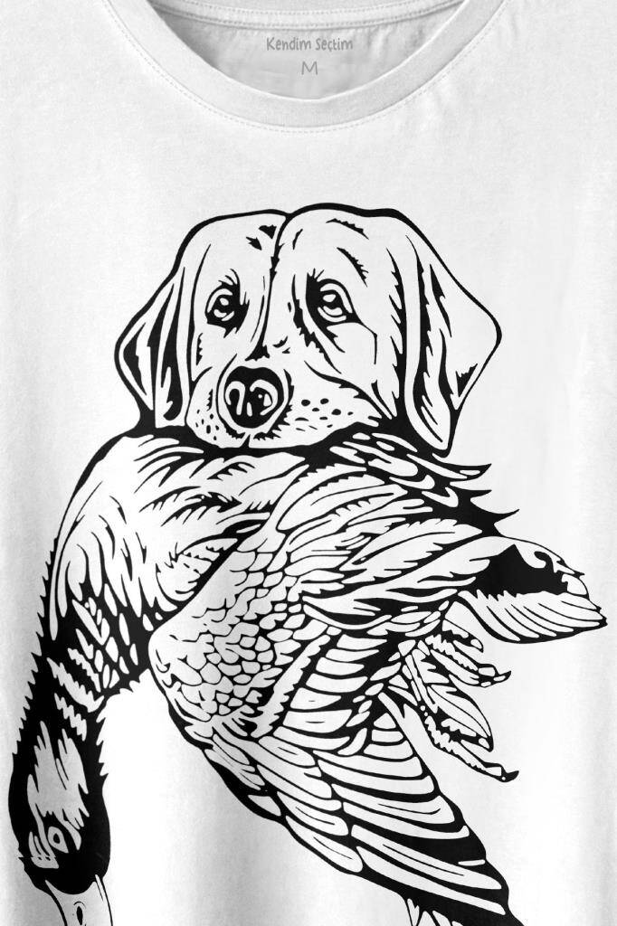 Dog Duck Av Köpeği Ve Ördek Köpek Hunting Baskılı Tişört Unisex T-shirt (1)