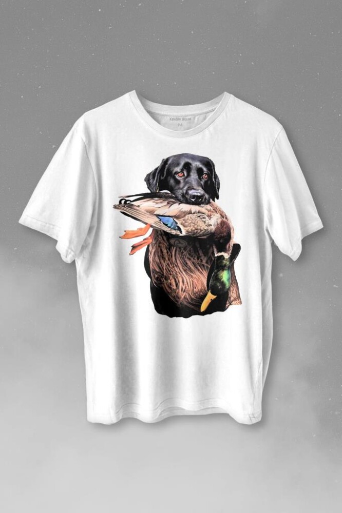 Dog Duck Av Köpeği Ve Ördek Köpek Hunting Baskılı Tişört Unisex T-shirt - 1