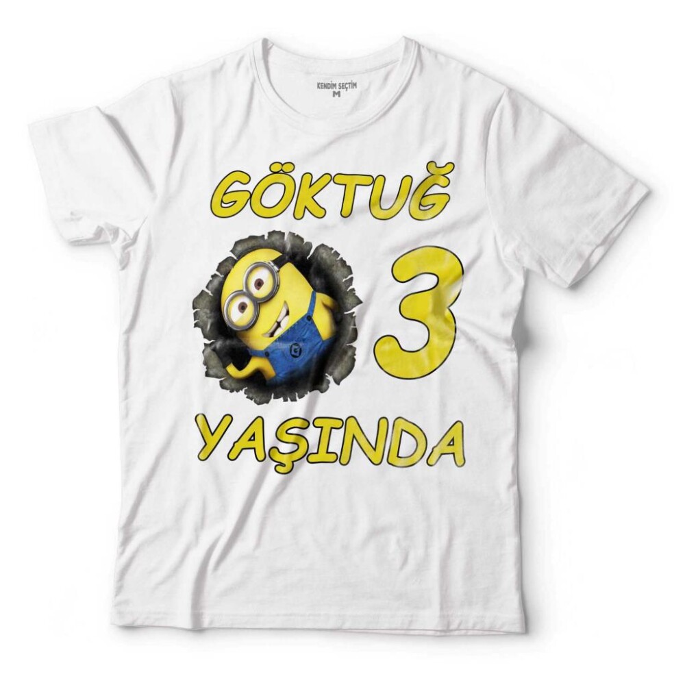 DOĞUM YAŞ GÜNÜ MİNYONLAR MINIONS KİŞİYE ÖZEL İSİMLİ ÇOCUK TİŞÖRT - 1