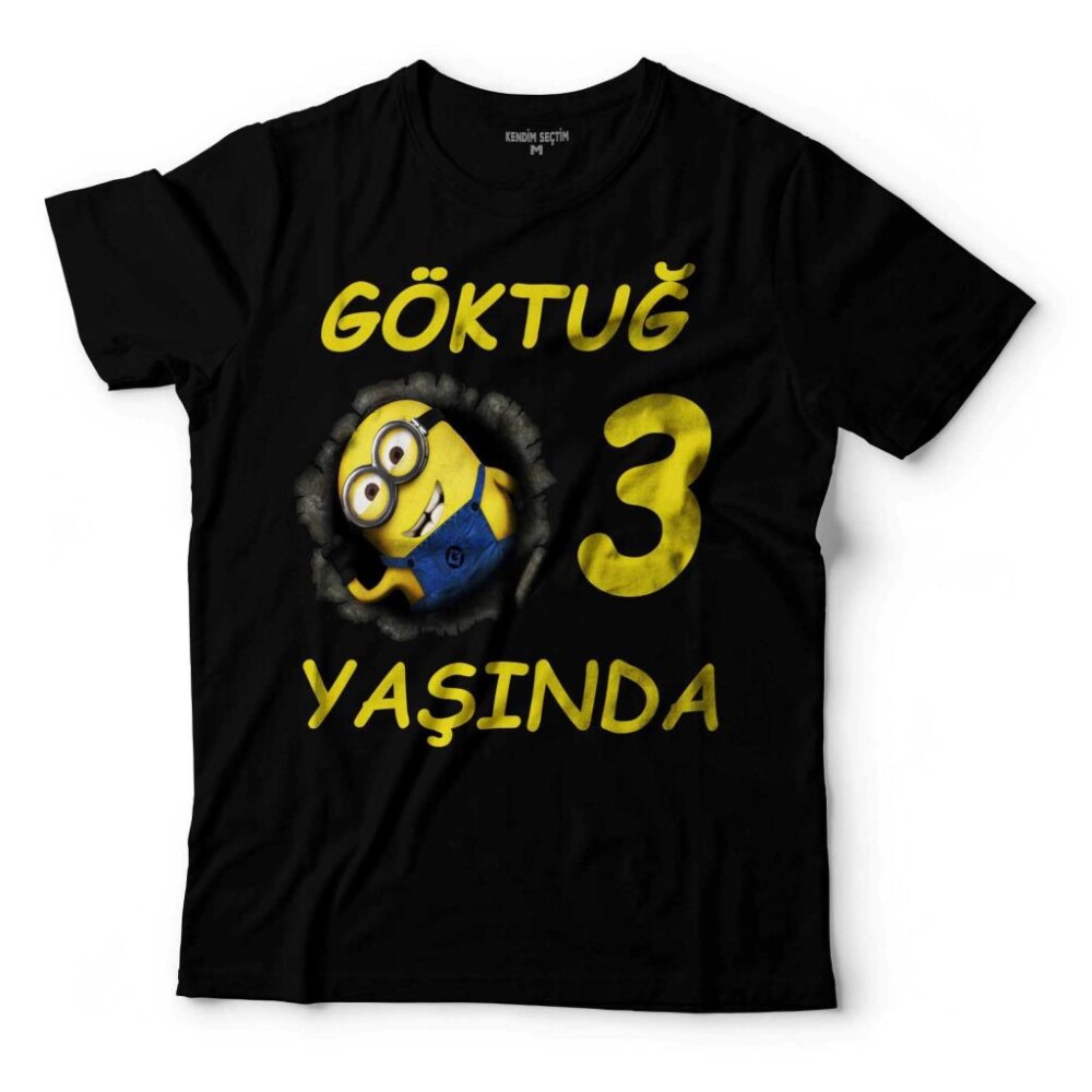 DOĞUM YAŞ GÜNÜ MİNYONLAR MINIONS KİŞİYE ÖZEL İSİMLİ ÇOCUK TİŞÖRT - 1