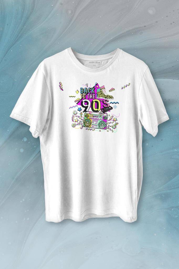 Doksanlar Pop 90'S Retro Vintage Baskılı Tişört Unisex T-shirt - 1