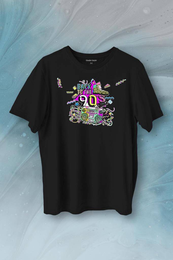 Doksanlar Pop 90'S Retro Vintage Baskılı Tişört Unisex T-Shirt - 1