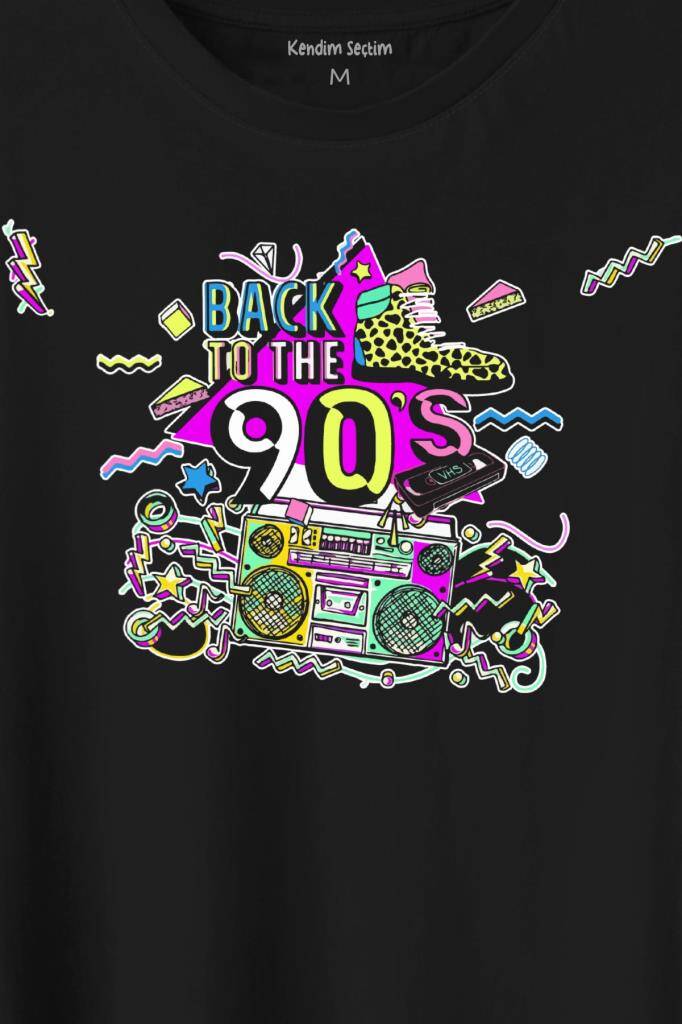 Doksanlar Pop 90'S Retro Vintage Baskılı Tişört Unisex T-Shirt (1)
