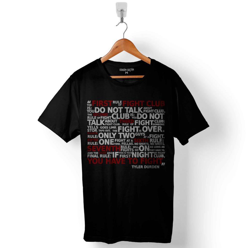 Dövüş Kulübü Kuralları Fight Club Rule Brad Pıtt Baskılı Tişört Unisex T-Shirt - 1