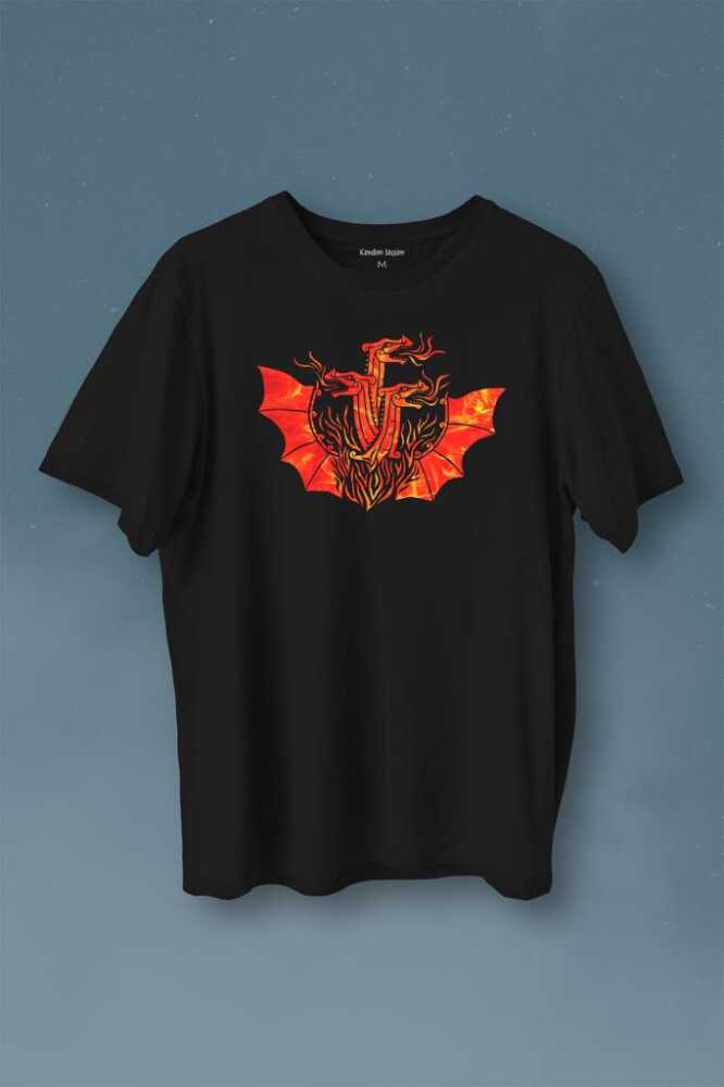 Dragon House Of Targaryen Aegon Ejder Alev Baskılı Tişört Unisex T-Shirt - 1