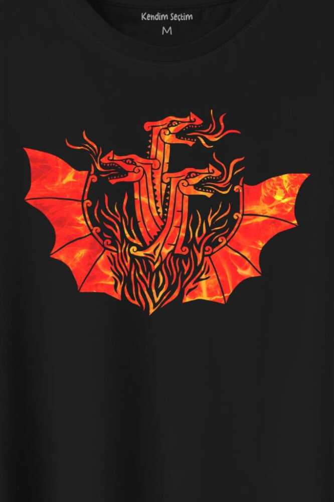 Dragon House Of Targaryen Aegon Ejder Alev Baskılı Tişört Unisex T-Shirt - 2
