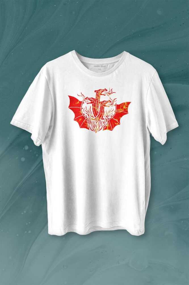Dragon House Of Targaryen Aegon Ejder Alev Baskılı Tişört Unisex T-shirt - 1