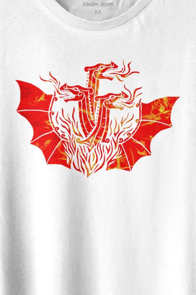 Dragon House Of Targaryen Aegon Ejder Alev Baskılı Tişört Unisex T-shirt (1)