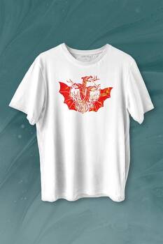 Dragon House Of Targaryen Aegon Ejder Alev Baskılı Tişört Unisex T-shirt - 1