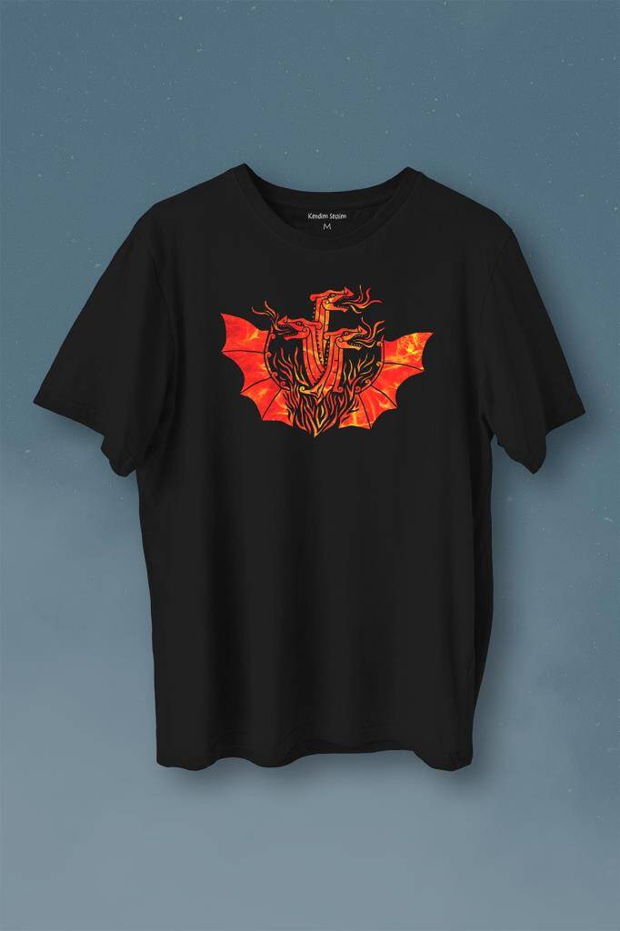 Dragon House Of Targaryen Aegon Ejder Alev Baskılı Tişört Unisex T-Shirt - 1